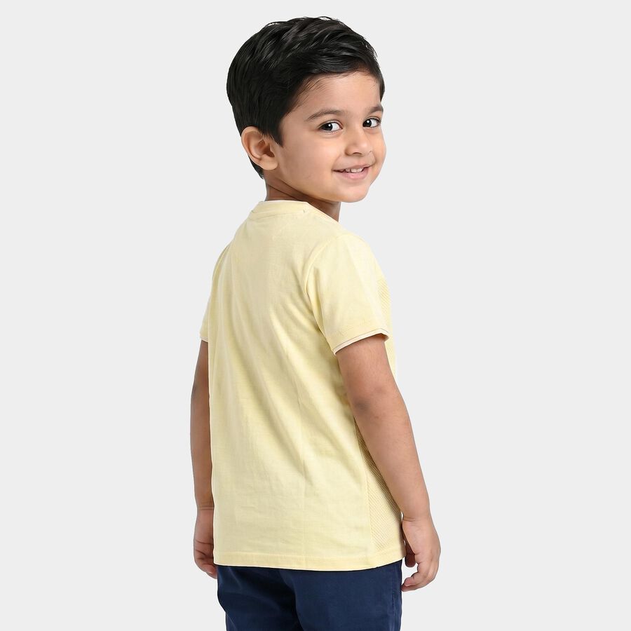 Boys Yellow Cotton Round Neck Regular Boys T-Shirt, Yellow, large