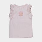 Girls Light Pink Round Neck Casual Sleeveless T-Shirt, Light Pink, small