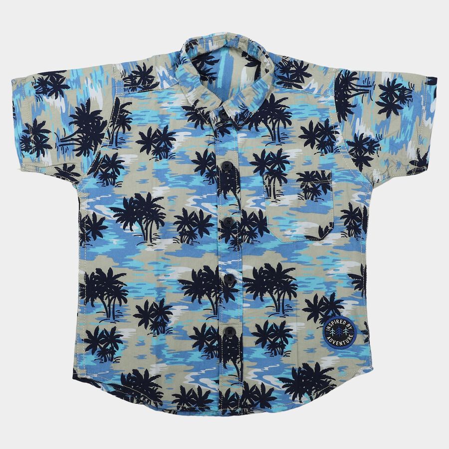 Boys Light Blue Cotton Regular Fit Casual Shirt, हल्का नीला, large