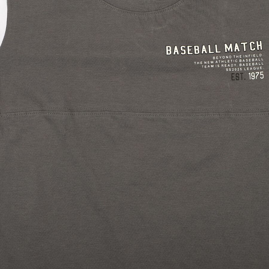 Boys Charcoal Cotton Round Neck Casual Boys T-Shirt, Charcoal, large