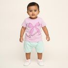 Infants Pastel Pink and White Cotton Round Neck Casual T-Shirt, Lilac, small image number null