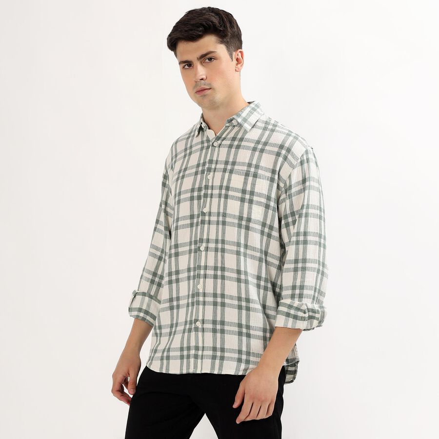 Men's Light Sage Green Cotton Classic Casual Shirt, हल्का हरा, large