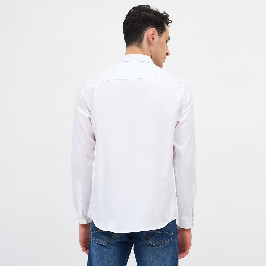 Men's Snow White Slim Fit Classic Collar Casual Shirt, White, large image number null