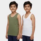 Boys' Multicolour Cotton Round Neck Casual Vest, हल्का हरा, small
