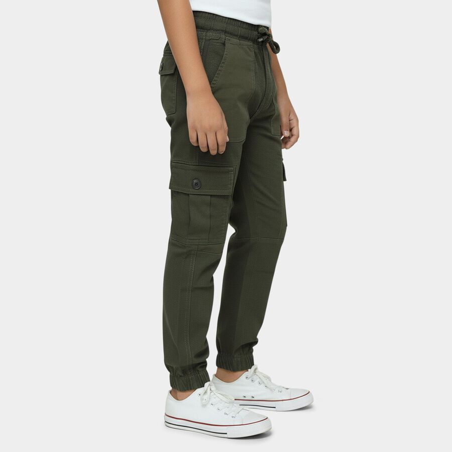 Boys' Light Grey Regular Fit Cargo Jogger Trousers, Dark Grey, large