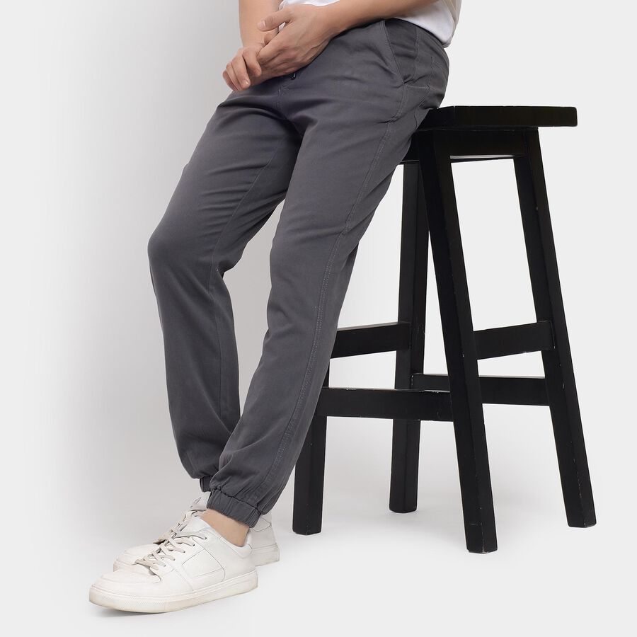 Men's Slim Fit Casual Trousers , Melange Blue, large