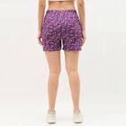 Women's Purple Floral Printed Drawstring Shorts, बैंगनी, small