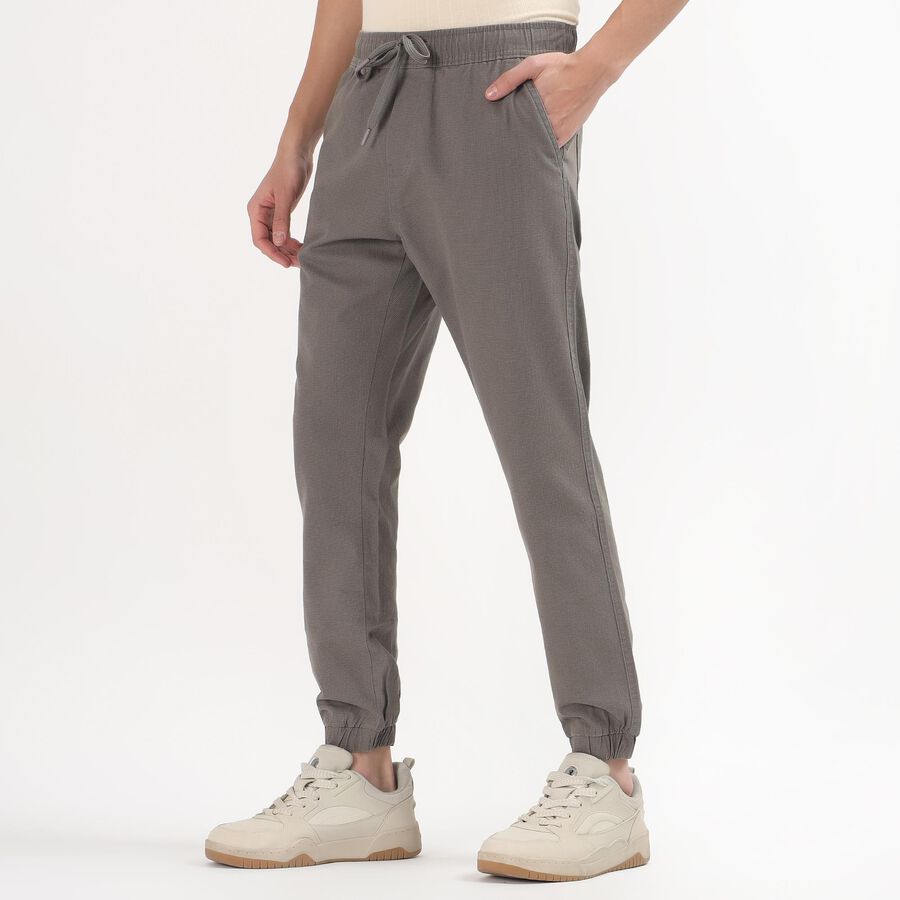 Men's Muted Charcoal Grey Slim Fit Joggers, हल्का ग्रे, large