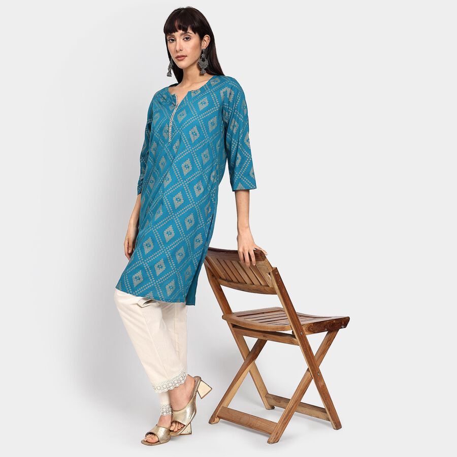 Ladies' Kurta , मध्यम नीला, large image number null