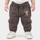 Infants Dark Grey Regular Fit Embroidered Jogger Trousers, गहरा ग्रे, small