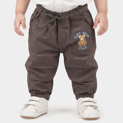 Infants Dark Grey Regular Fit Embroidered Jogger Trousers