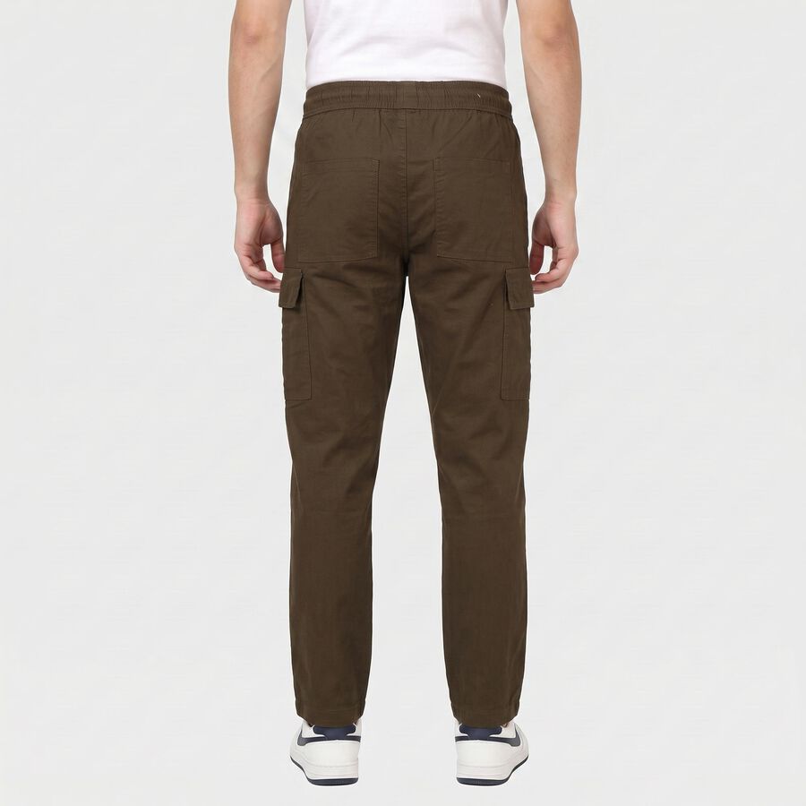Men's Olive Green Relaxed Fit Cargo Trousers, Olive, large