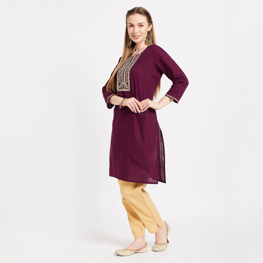 Women Cotton Kurta, वाइन, large image number null