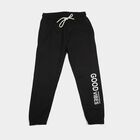 Boys' Black Jogger Graphic Printed Winter Pyjama, काला, small