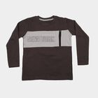 Boys Charcoal Cotton Round Neck Regular T-Shirt, चारकोल, small