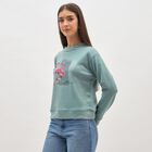 Women's Light Sage Green Crew Neck Casual Sweatshirt, हल्का हरा, small image number null