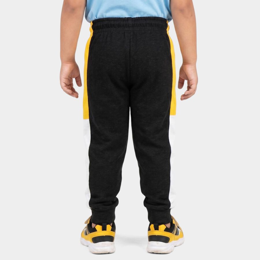 Boys' Black Jogger Graphic Printed Cotton Blend Pyjama, चारकोल, large