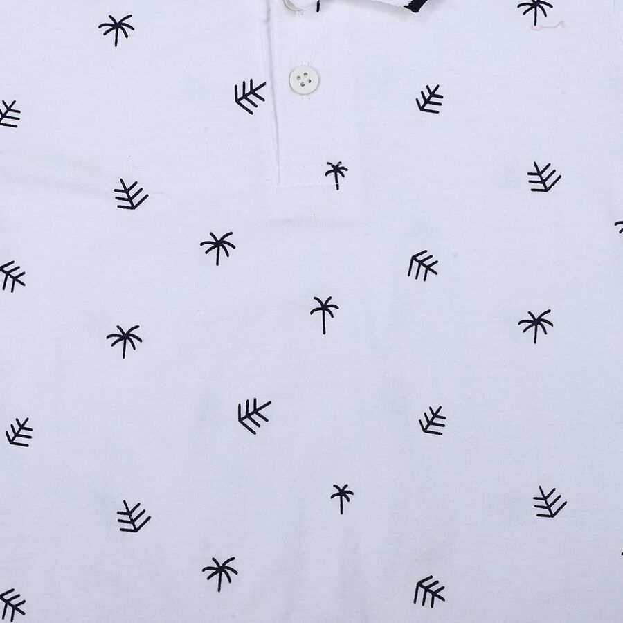 Boys White Cotton Polo Neck Polo Boys T-Shirt, सफ़ेद, large