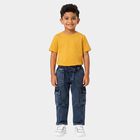 Boys Blue Relaxed Fit Cargo Jeans, मध्यम नीला, small