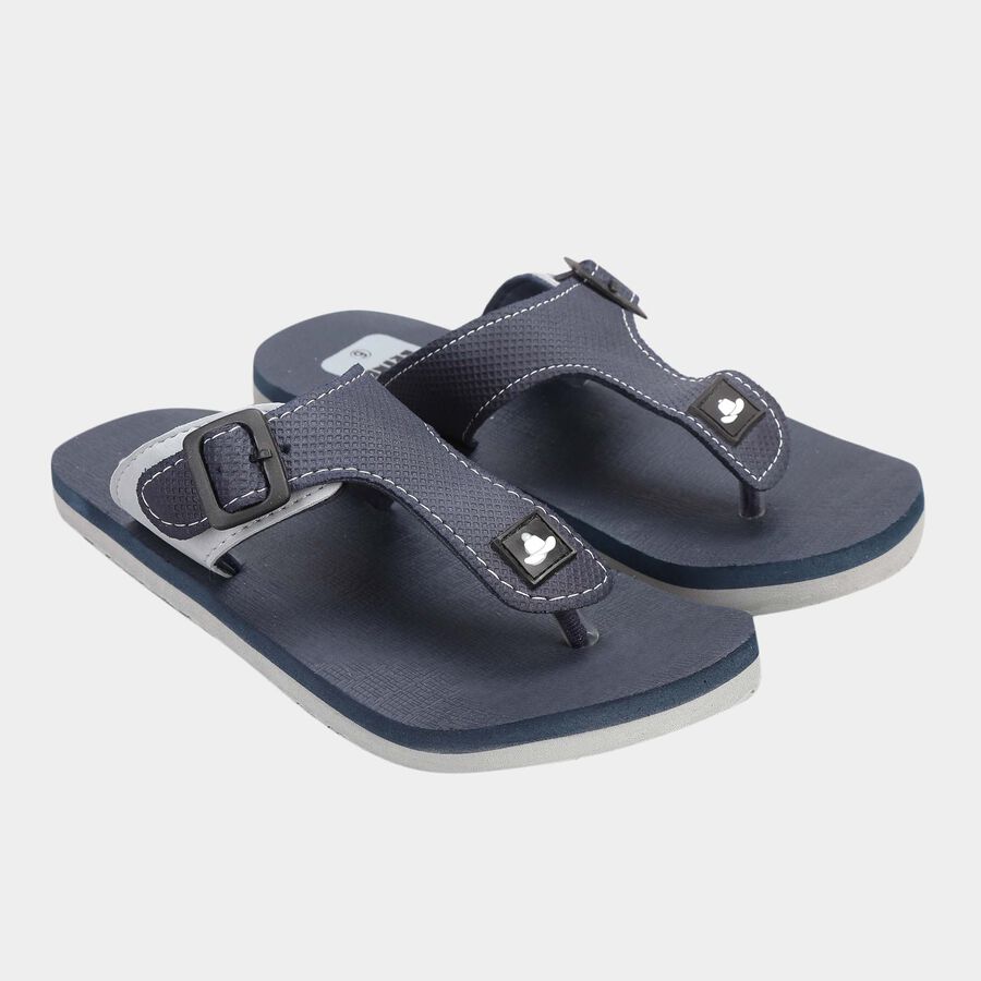 Men Printed Flip Flops, Navy Blue, large image number null