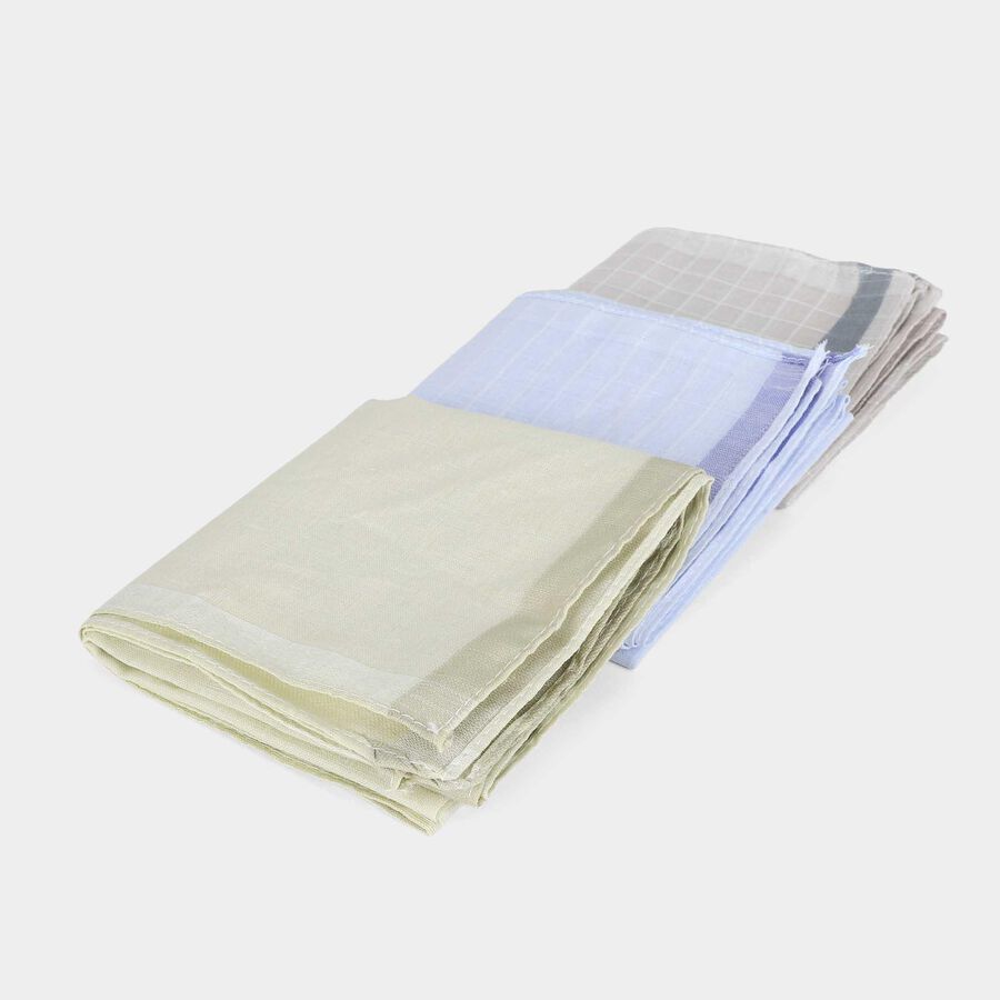 Men's Grey Checked Pack of 3 Handkerchief, गहरा ग्रे, large