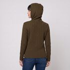 Women's Olive Green Hooded Zip-Up Cardigan, Olive, small