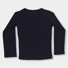 Girls' Deep Midnight Navy Blue Round Neck Casual Full Sleeve Top, नेवी ब्लू, small image number null