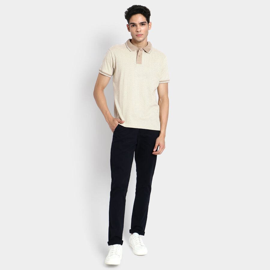 Men's 100% Cotton Collared Half Sleeves T-Shirt, Ecru Melange, large image number null