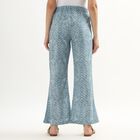 Women's Muted Steel Blue Slim Fit Chevron Printed Palazzos, Mid Blue, small image number null