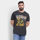 Men's 100% Cotton Round Neck Half Sleeves T-Shirt, गहरा ग्रे, small