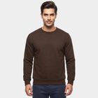 Men's Brown Crew Neck Pullover Sweatshirt, Brown, small