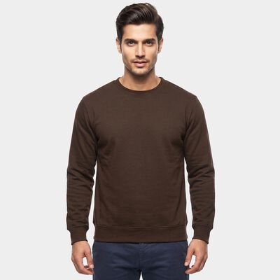 Men's Brown Crew Neck Pullover Sweatshirt