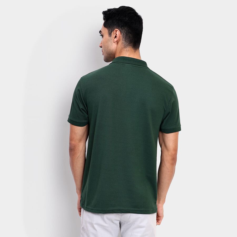 Men's Collared Half Sleeves T-Shirt, Dark Green, large image number null