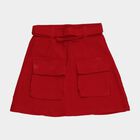 Girls' Red Regular Fit A-Line Cargo Skirt, Red, small