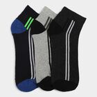 Men's Grey Regular Fit Striped Pack of 3 Socks, मिश्रित हल्का ग्रे, small