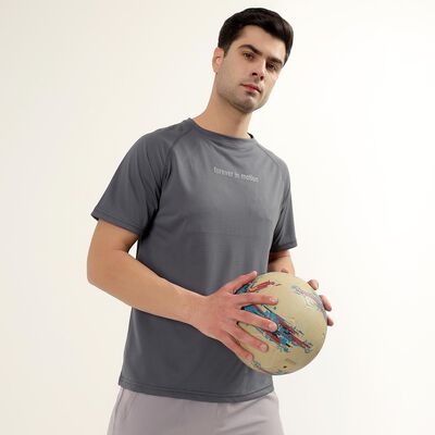 Men's Dark Steel Blue Crew Neck Athleisure Drifit T-Shirt