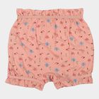 Girls Peach Regular Fit Floral Ruffled Bloomer, Peach, small