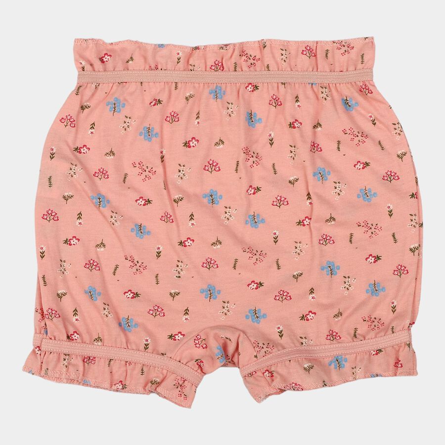 Girls Peach Regular Fit Floral Ruffled Bloomer, Peach, large
