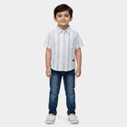Boys' White Half Sleeve Spread Collar Casual Shirt, White, small