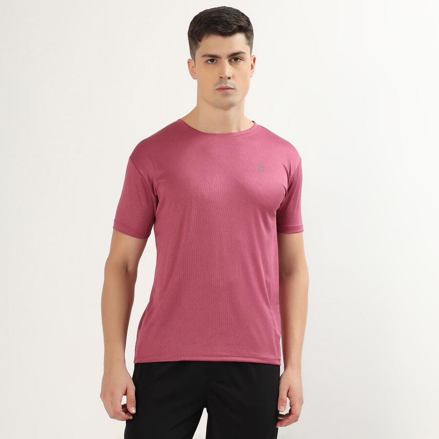 Men's Light Pink Round Neck Athleisure T-Shirt, Light Pink, large image number null