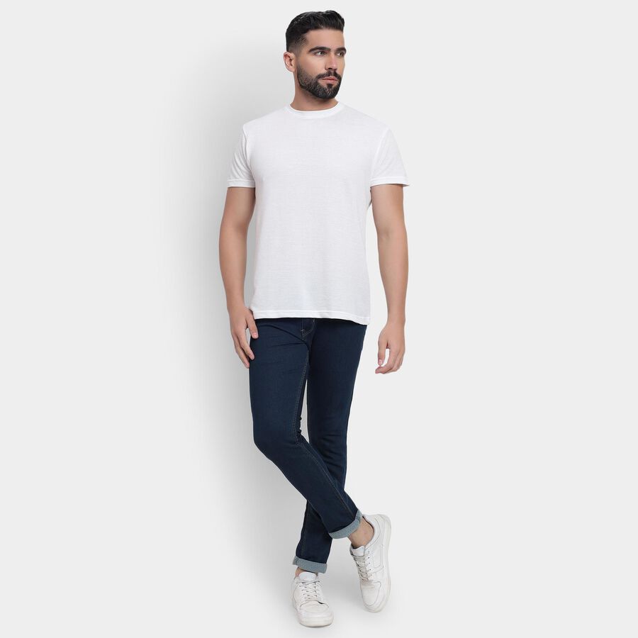 Men's Round Neck Half Sleeves T-Shirt , White, large image number null