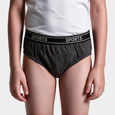 Boys Grey Regular Fit Solid Briefs