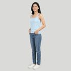 Women's Light Blue Cotton Scoop Neck Minimalist Slip, हल्का नीला, small