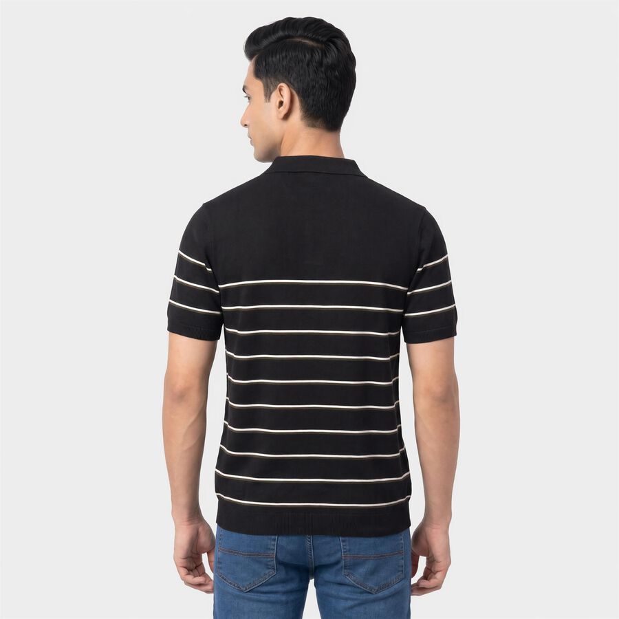 Men's Navy Blue Cotton Polo Neck T-Shirt, नेवी ब्लू, large