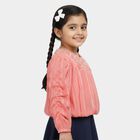 Girls' Pink Round Neck Romantic T-Shirt, हल्का गुलाबी, small