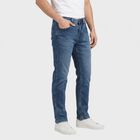 Men's Blue Slim Fit Washed Jeans, Mid Blue, small