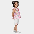 Girls Yellow Sleeveless Floral Top and White Shorts Set, पीला, small