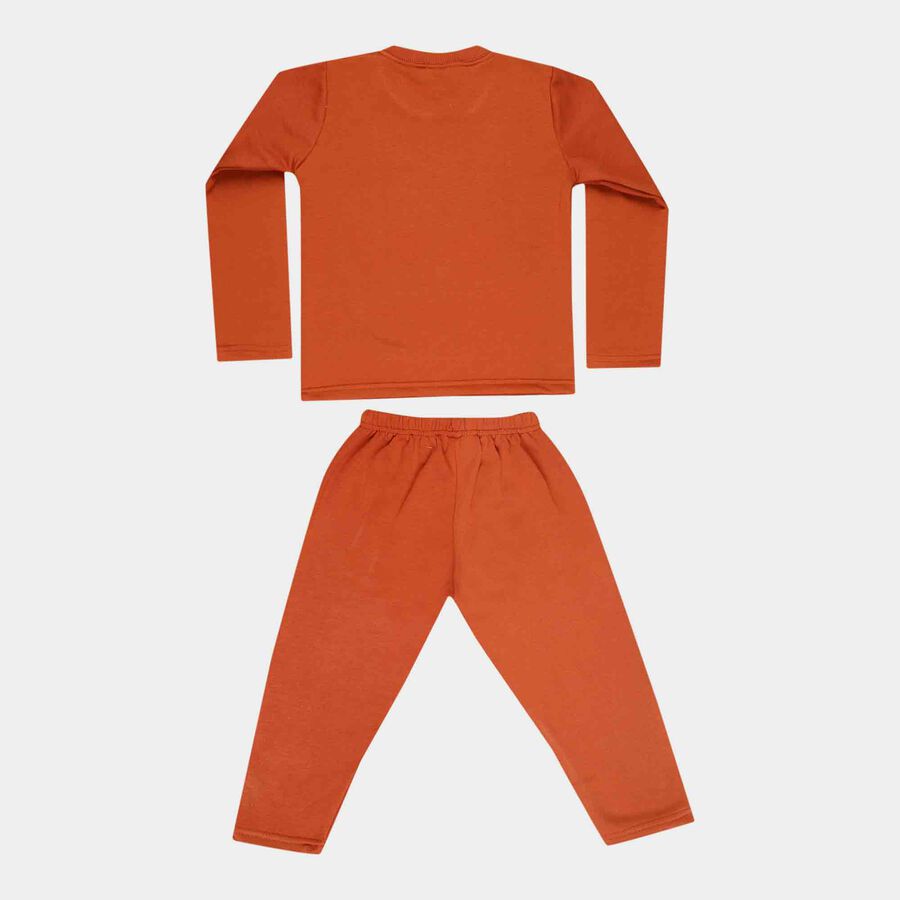 Boys Printed Baba Suit, Brown, large image number null