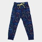 Boys' Midnight Navy Blue Regular Fit Dinosaur Printed Pyjama, Navy Blue, small