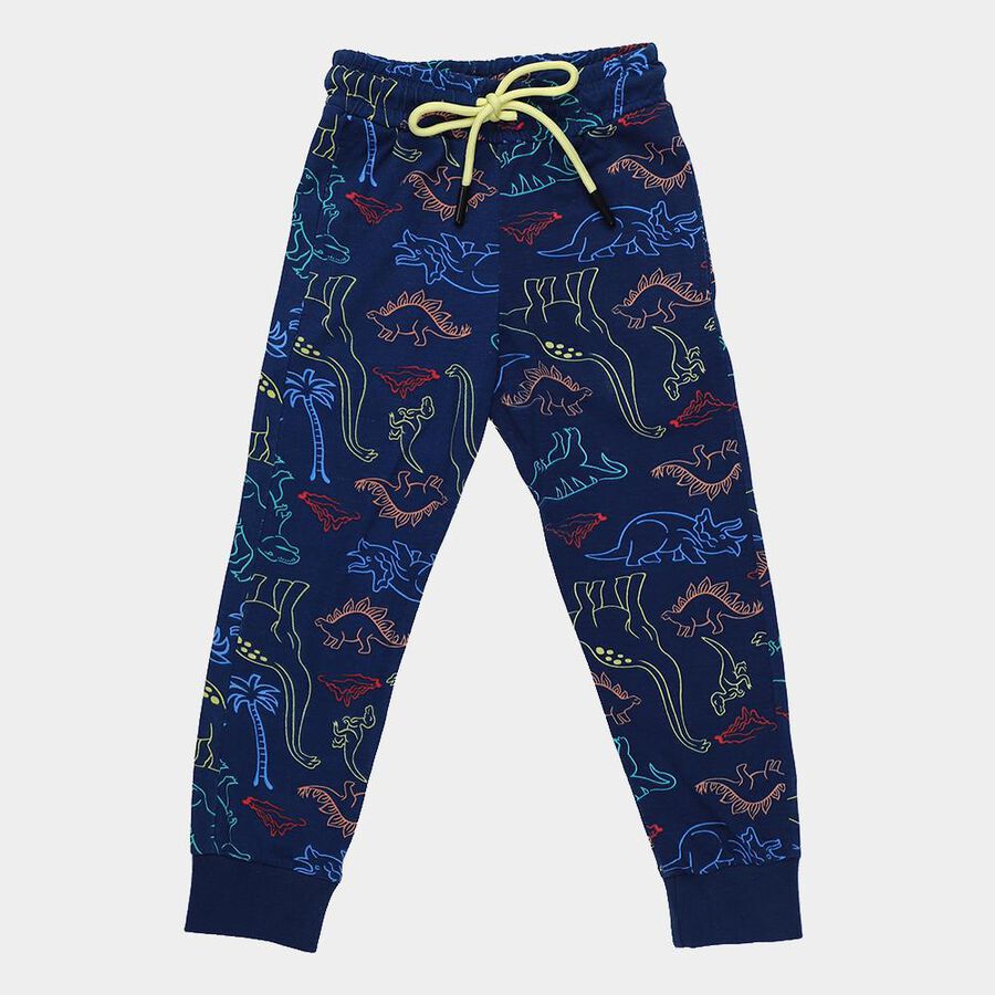Boys' Midnight Navy Blue Regular Fit Dinosaur Printed Pyjama, Navy Blue, large